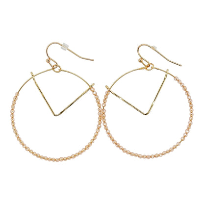 Gold Tone Blush Beaded Hoop Earrings