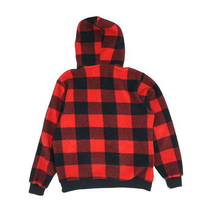 Red Tall Check Hoodie Pullover