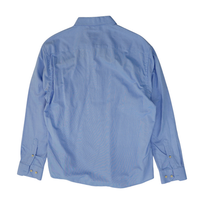 Blue Solid Long Sleeve Button Down