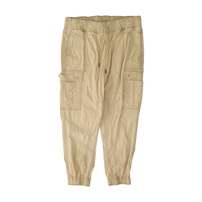 Beige Solid Cargo Capris