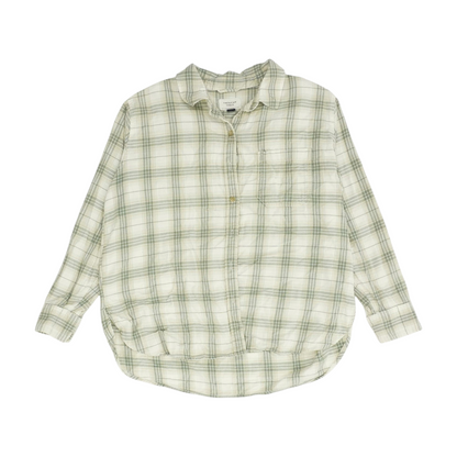 Beige Plaid Flannel Button Down