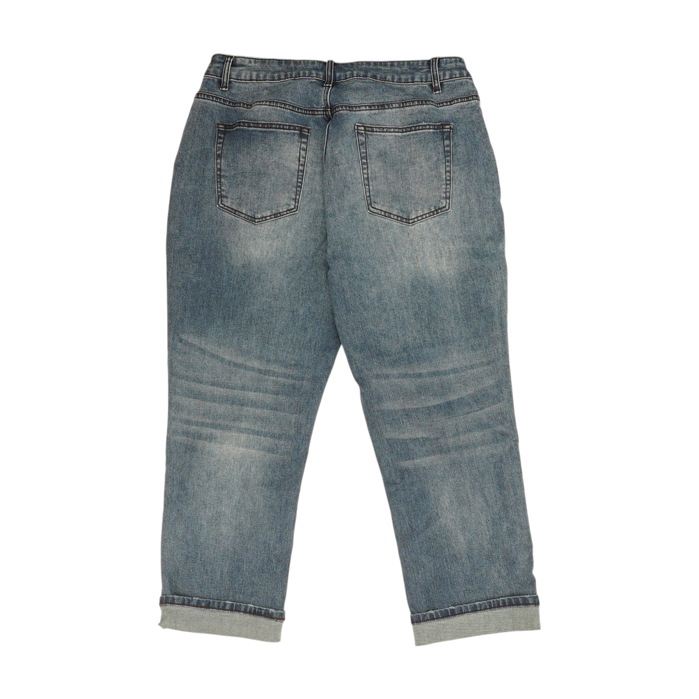 Blue Solid Denim Capris