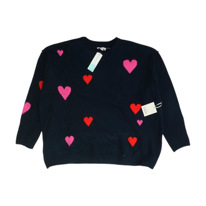 Navy Plus Hearts Pullover Sweater