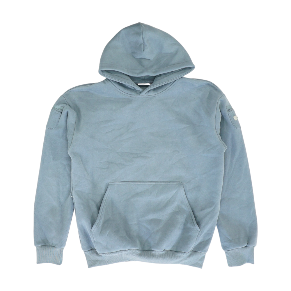 Blue Solid Hoodie Pullover