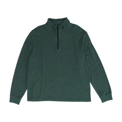 Green Solid 1/4 Zip Sweater