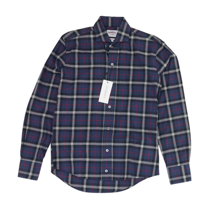 Navy Plaid Long Sleeve Button Down
