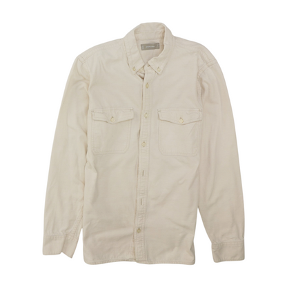 Cream Solid Flannel Button Down