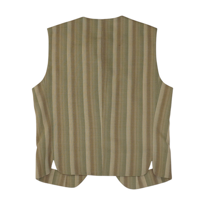Beige Striped Casual Vest