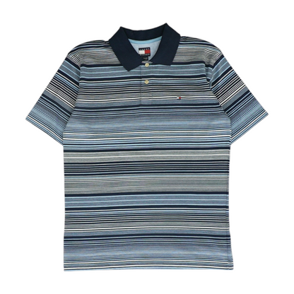 Blue Striped Short Sleeve Polo