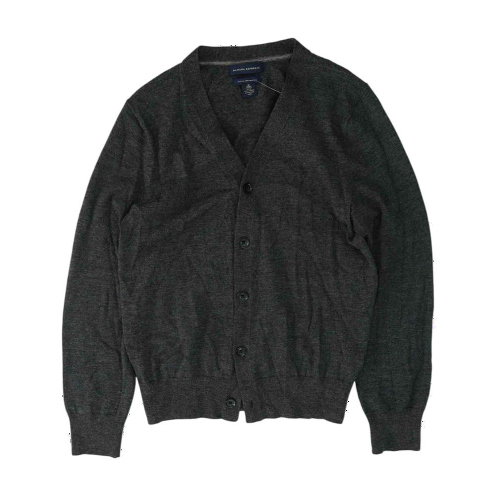 Gray Solid Cardigan Sweater