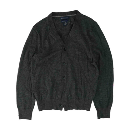 Gray Solid Cardigan Sweater