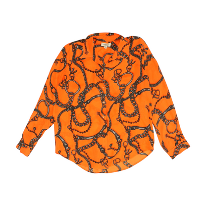 Orange Print Button Down