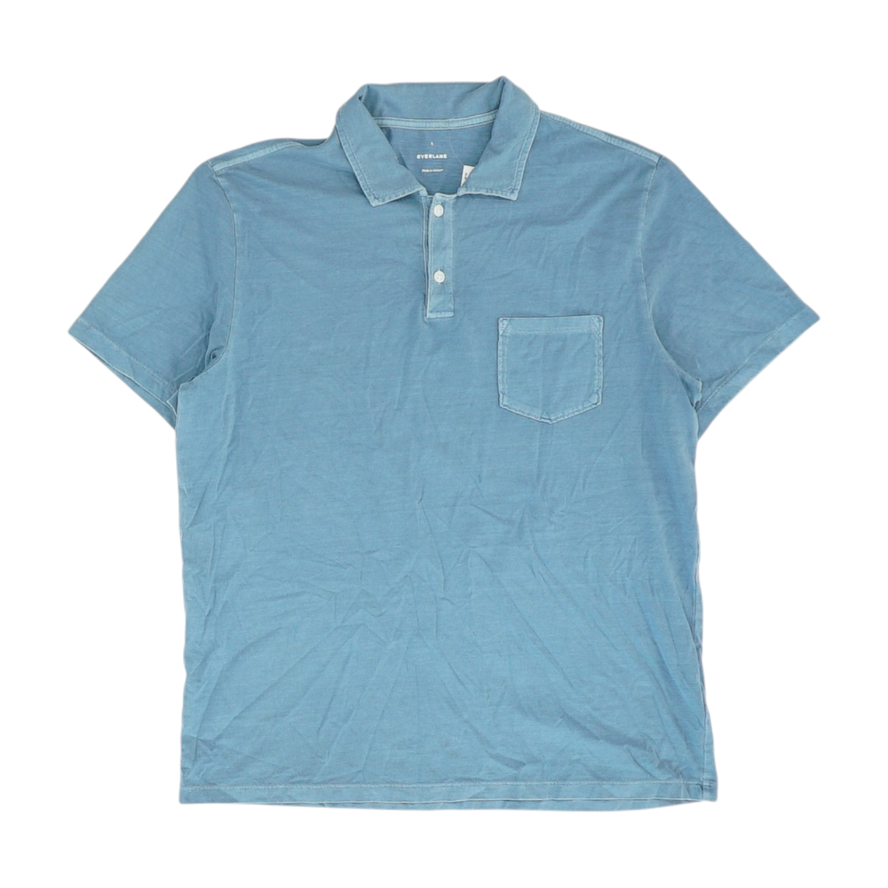 Blue Solid Short Sleeve Polo