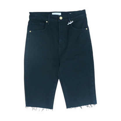 Black Solid Denim Shorts