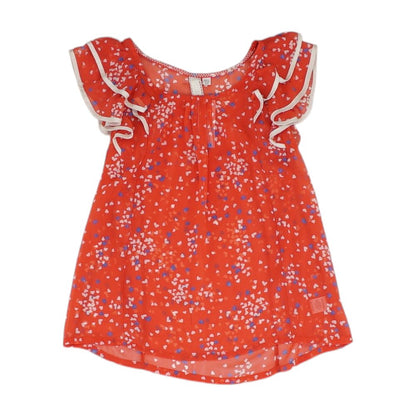 Red Graphic Short Sleeve Blouse