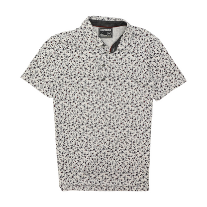 Express White Floral Short Sleeve Polo – Image 1