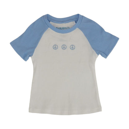 White Color Block Crewneck Knit Top