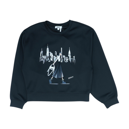 Black Solid Sweatshirt Pullover