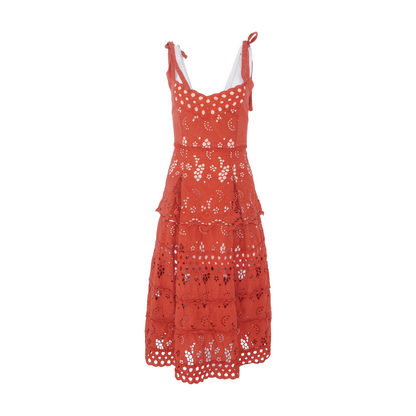 Rust Floral Midi Dress