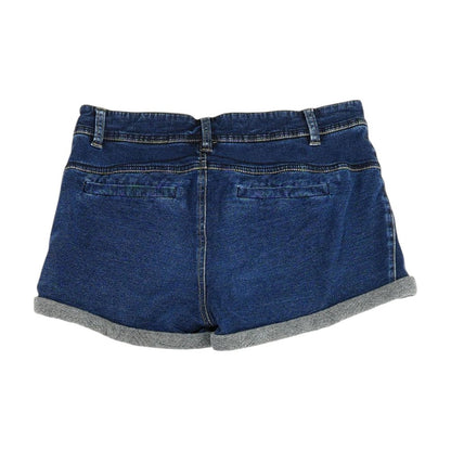Blue Solid Denim Shorts