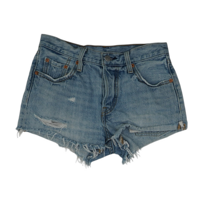 Blue Solid Denim Shorts