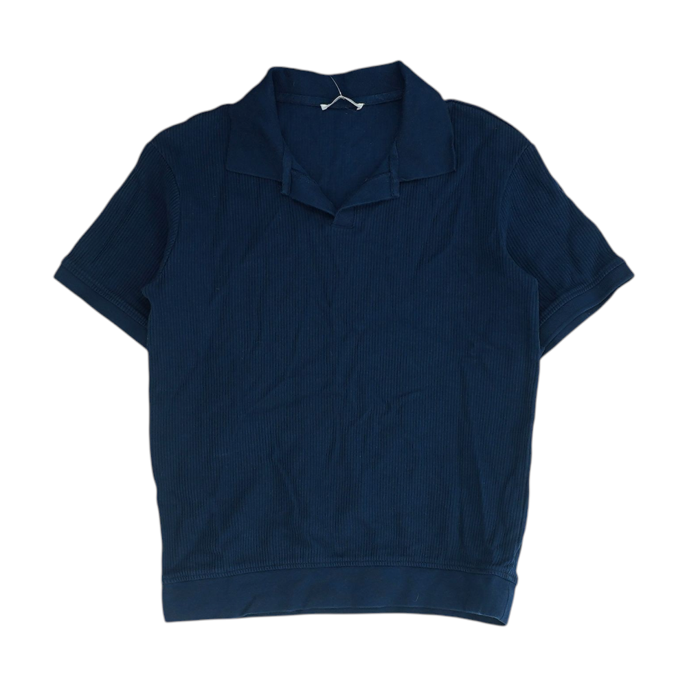 Zara Navy Solid Short Sleeve Polo – Image 1
