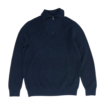 Navy Big & Tall Solid 1/4 Zip Sweater