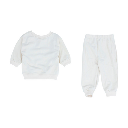 Beige Graphic Long Sleeve Set
