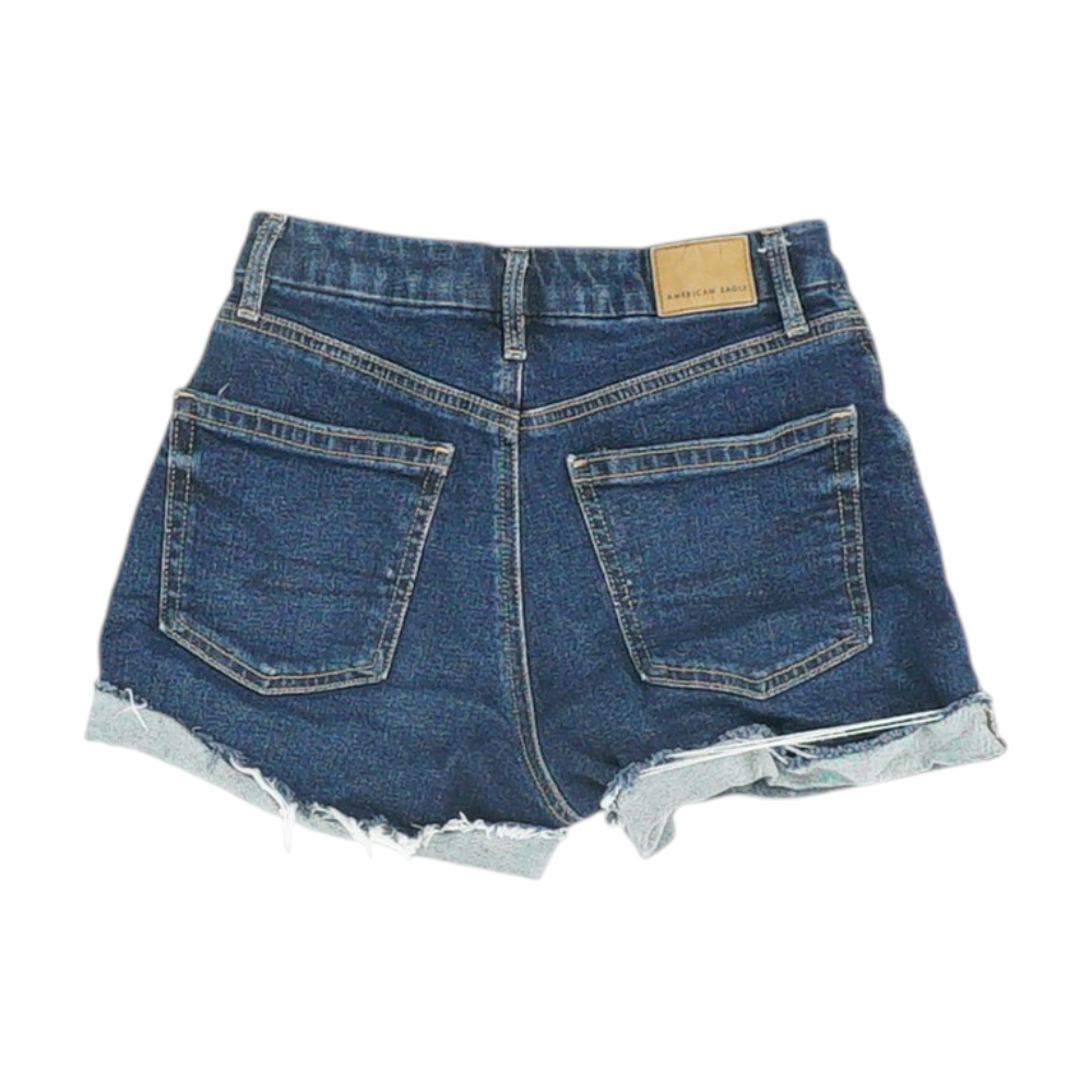 Blue Solid Denim Shorts
