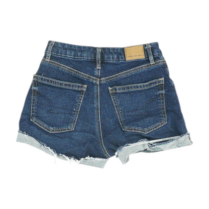Blue Solid Denim Shorts