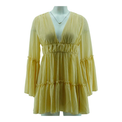 Beige Solid Midi Dress