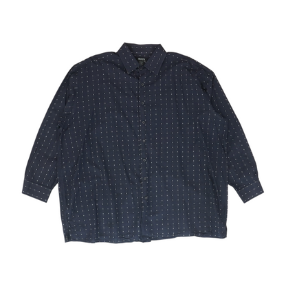 Navy Big & Tall Geometric Long Sleeve Button Down