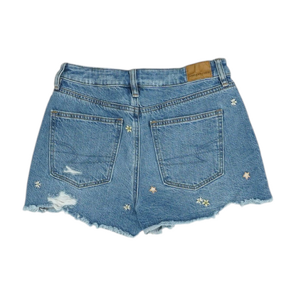 Blue Floral Denim Shorts