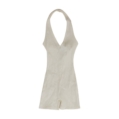White Solid Romper
