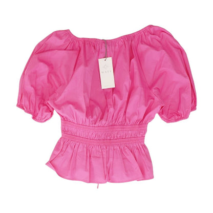 Pink Solid Short Sleeve Blouse