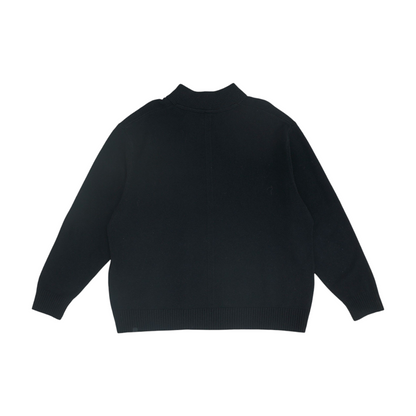 Black Solid 1/4 Zip Sweater