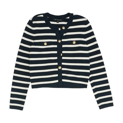 Navy Striped Cardigan Sweater