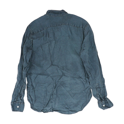 Gray Solid Long Sleeve Button Down