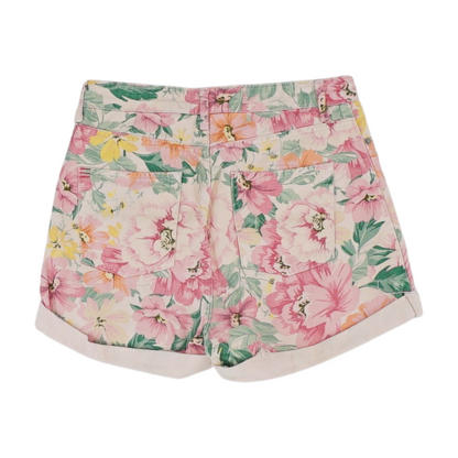 Pink Floral Denim Shorts