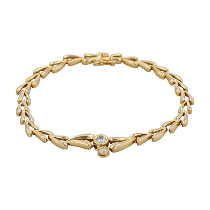 1/2 Ct 18K Gold Bezel Set Diamond Accented V Link Bracelet