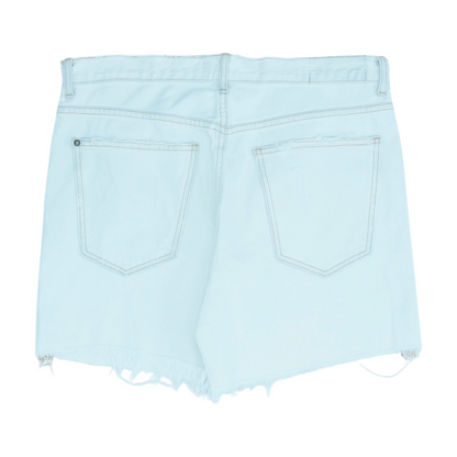 Beige Solid Denim Shorts