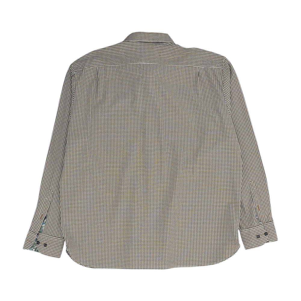 Brown Houndstooth Long Sleeve Button Down