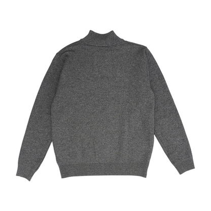 Brown Solid 1/4 Zip Sweater