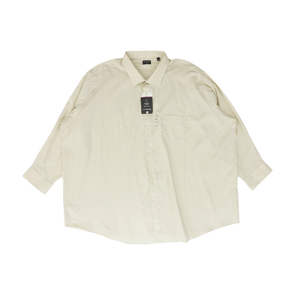 Beige Big & Tall Solid Long Sleeve Button Down