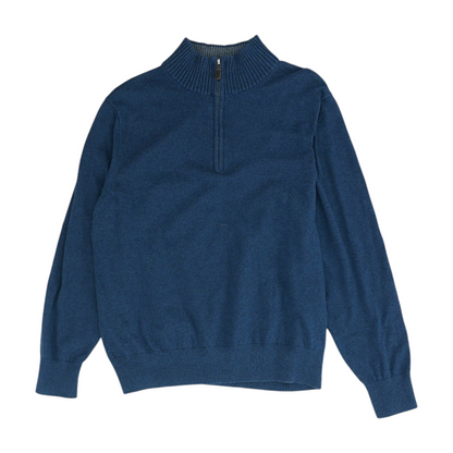 Blue Solid 1/4 Zip Sweater
