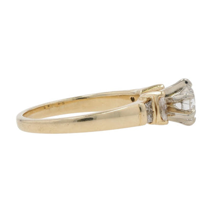 1/2 Ct 14K Gold Round Diamond Center And Accented Shank Engagement Ring