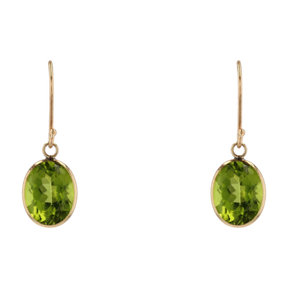 14K Yellow Gold Peridot Dangle Earrings