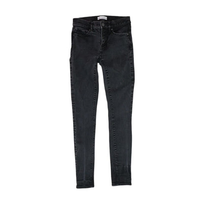 Black Solid Mid Rise Skinny Leg Jeans
