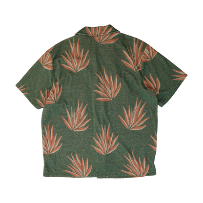 Green Print Short Sleeve Button Down
