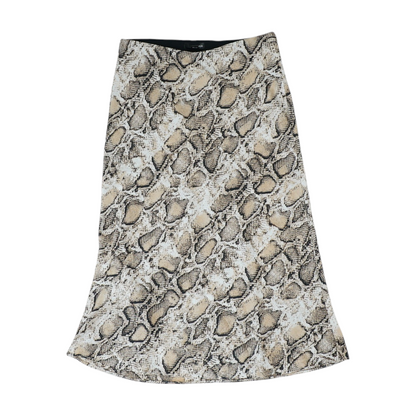 Beige Animal Print Midi Skirt